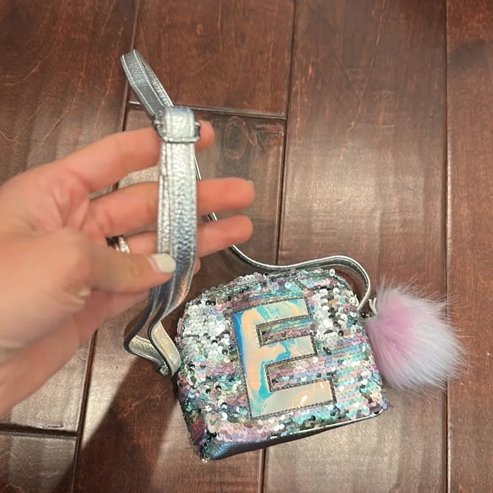 Letter E sequin crossbody bag